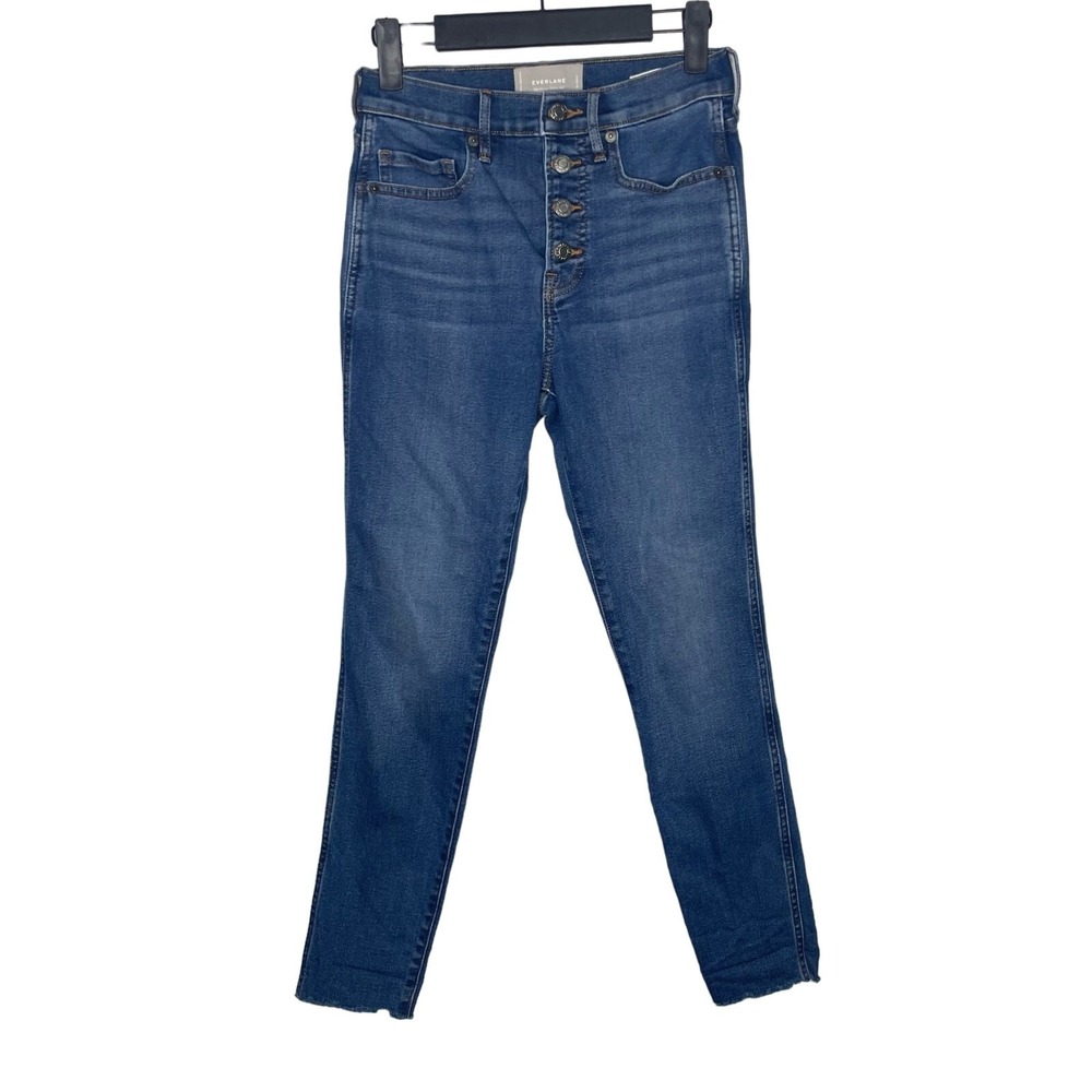 Everlane The Vintage Skinny Jean 25 Ankle High Rise Button Fly Medium Wash Blue